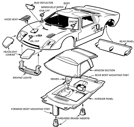  Body Part on 32 Scale White Ford Gt Slotcar Racing Body   Mister Coney  Item 23886