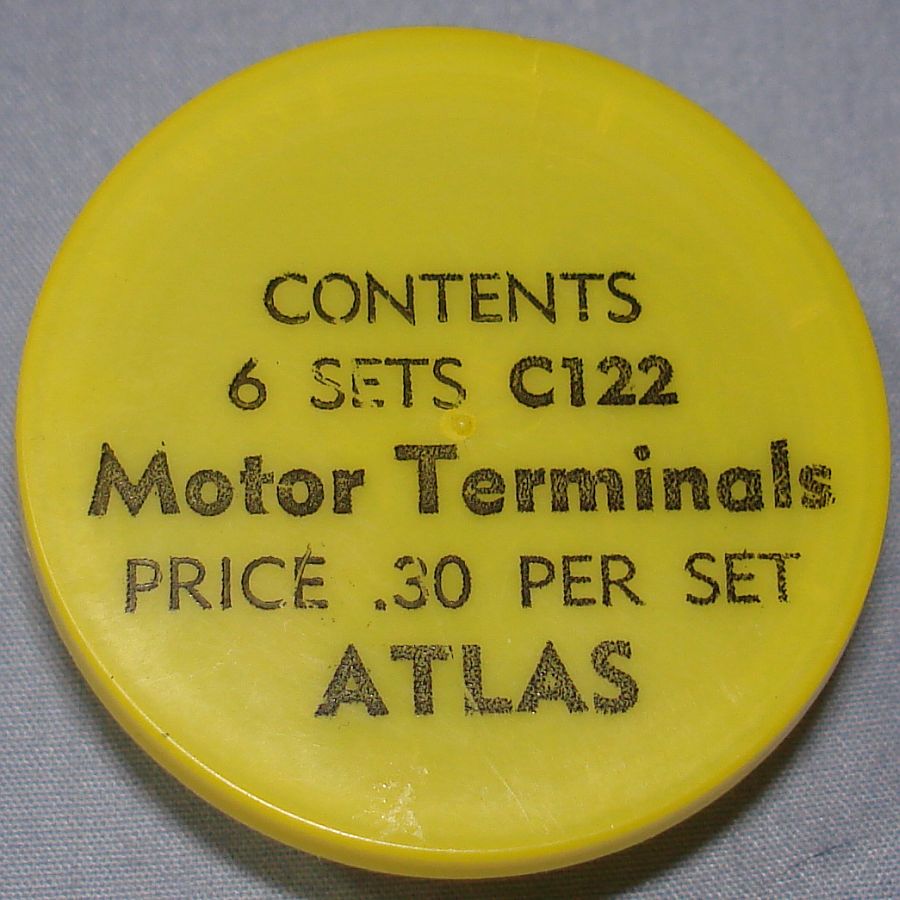 Atlas HO Slot Car Racing Chassis Service Parts C122 Motor Terminals Vial & Lid Atlas HO Slot Car Racing Chassis Service Parts C122 Motor Terminals Vial & Lid