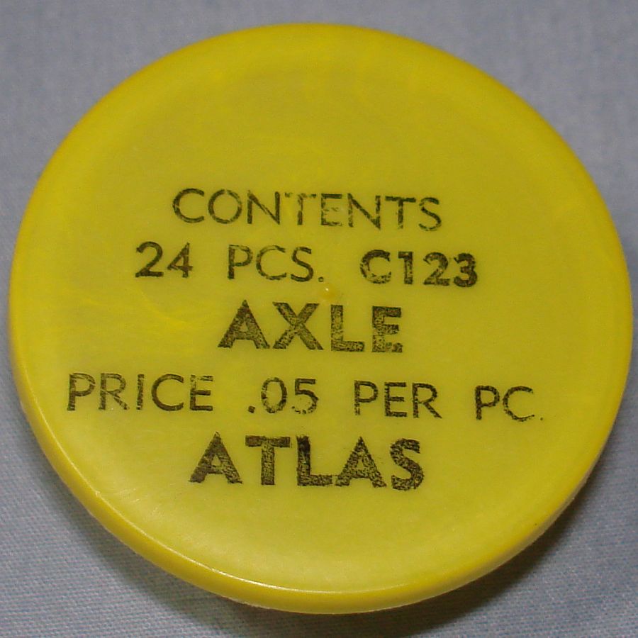 Atlas HO Slot Car Racing Chassis Service Parts C123 Axle Vial & Lid Atlas HO Slot Car Racing Chassis Service Parts C123 Axle Vial & Lid