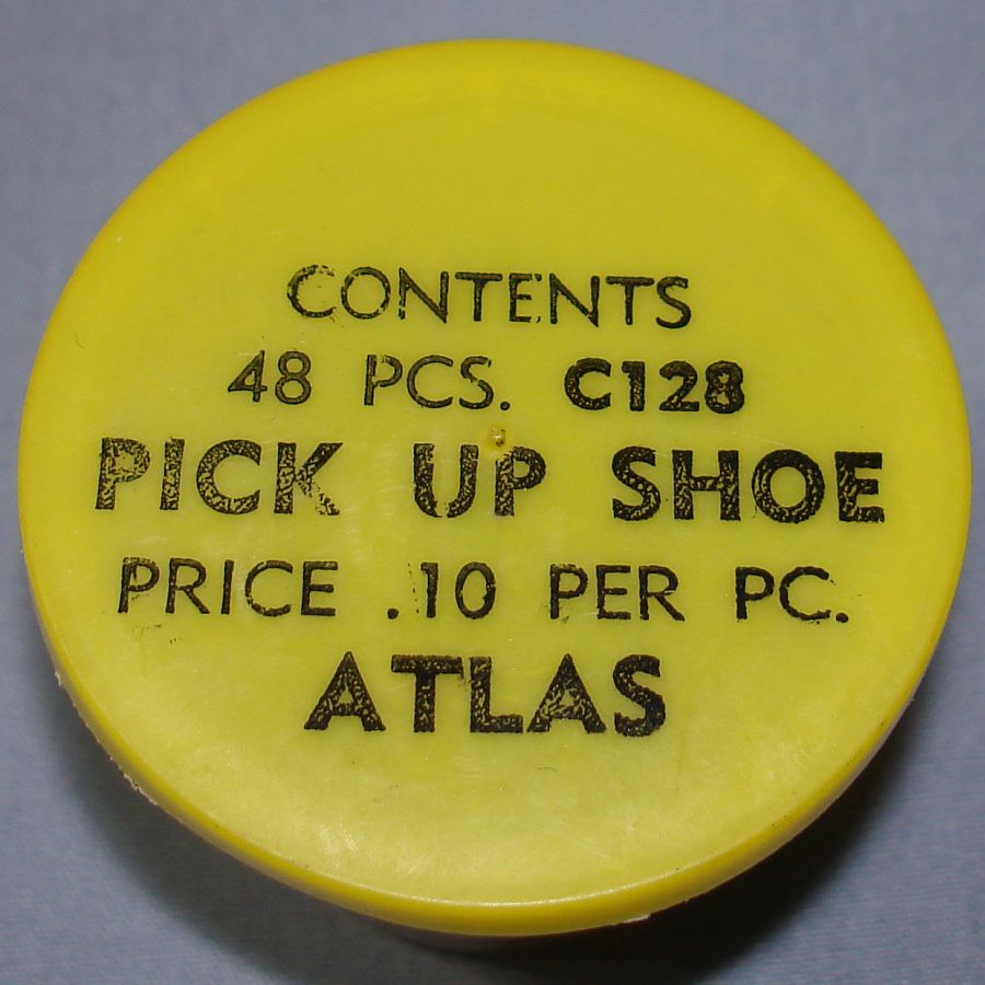 Atlas HO Slot Car Racing Chassis Service Parts C128 Pick Up Shoe Vial & Lid Atlas HO Slot Car Racing Chassis Service Parts C128 Pick Up Shoe Vial & Lid