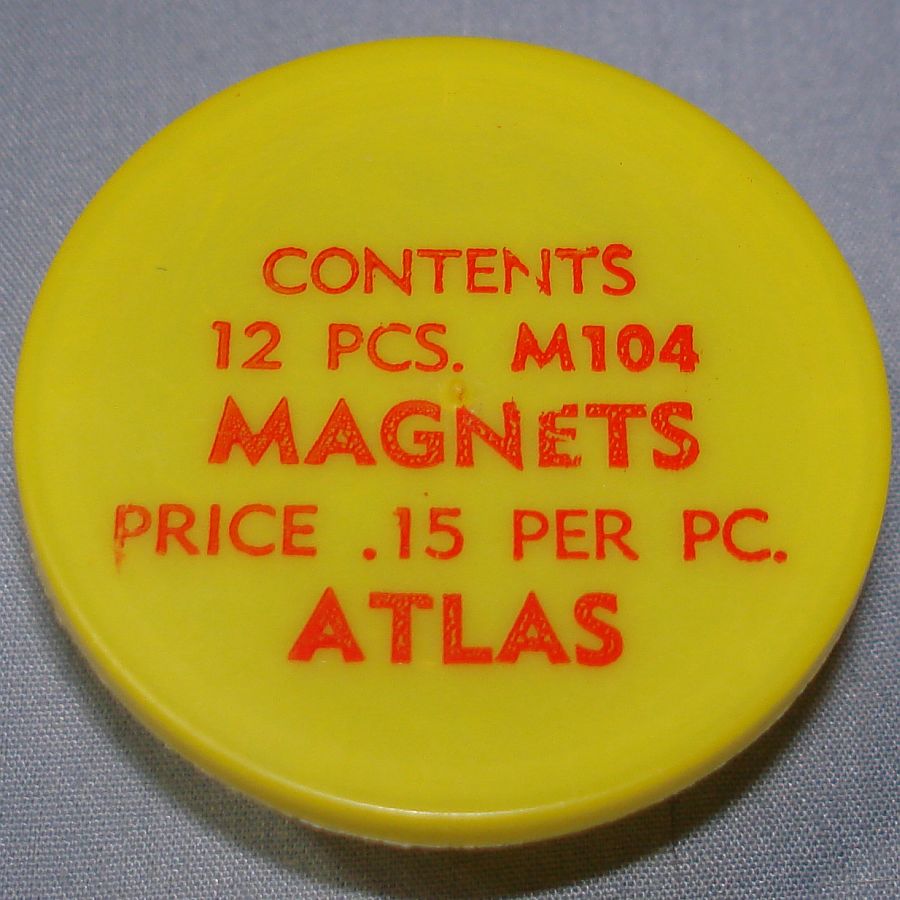 Atlas HO Slot Car Racing Chassis Service Parts M104 Magnets Vial & Lid Atlas HO Slot Car Racing Chassis Service Parts M104 Magnets Vial & Lid