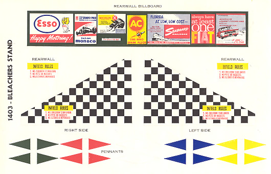1403 Atlas HO Slot Car Racing Trackside Structure Bleacher Stand Sticker Sheet