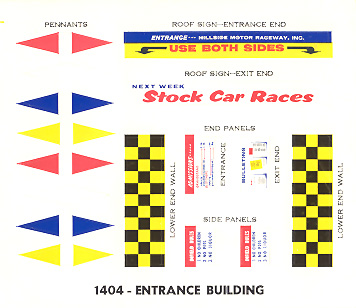 1404 Atlas HO Slot Car Racing Trackside Structure Entrance Building Sticker Sheet