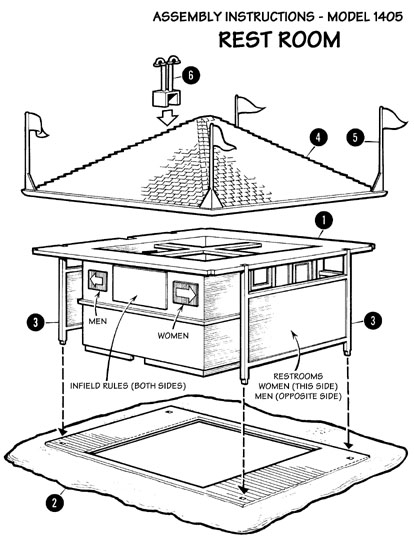 Atlas HO Slot Car Racing Track Layout Scenery 1405 Rest Room Assembly Instructions