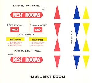 1405 Atlas HO Slot Car Racing Trackside Structure Rest Room Sticker Sheet