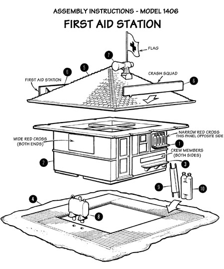 Atlas HO Slot Car Racing Track Layout Scenery 1406 First Aid Station Assembly Instructions