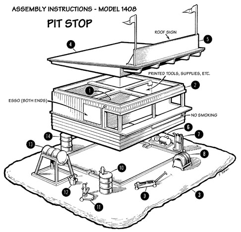 Area Auto Racing Tracks on Atlas Ho Slot Car Racing Track Layout Scenery 1408 Pit Stop Assembly