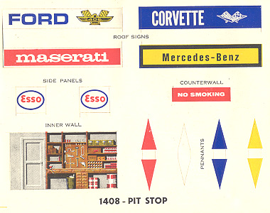 1408 Atlas HO Slot Car Racing Trackside Structure Pit Stop Sticker Sheet