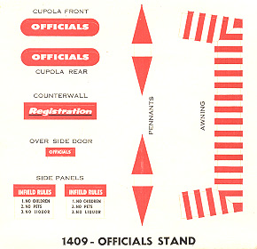 1409 Atlas HO Slot Car Racing Trackside Structure Officials Stand Sticker Sheet