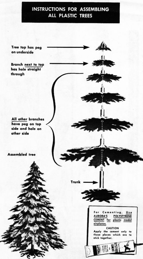 Aurora HO Slot Car Racing Track Layout Scenery 651 Plastic Tree Assembly Instructions